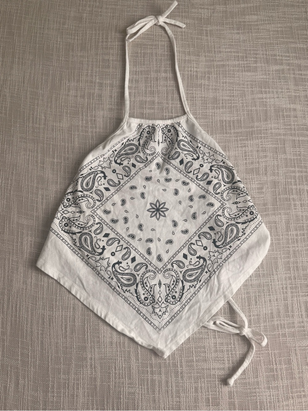 Double Five Y2K White Bandana Paisley Halter Top Size S